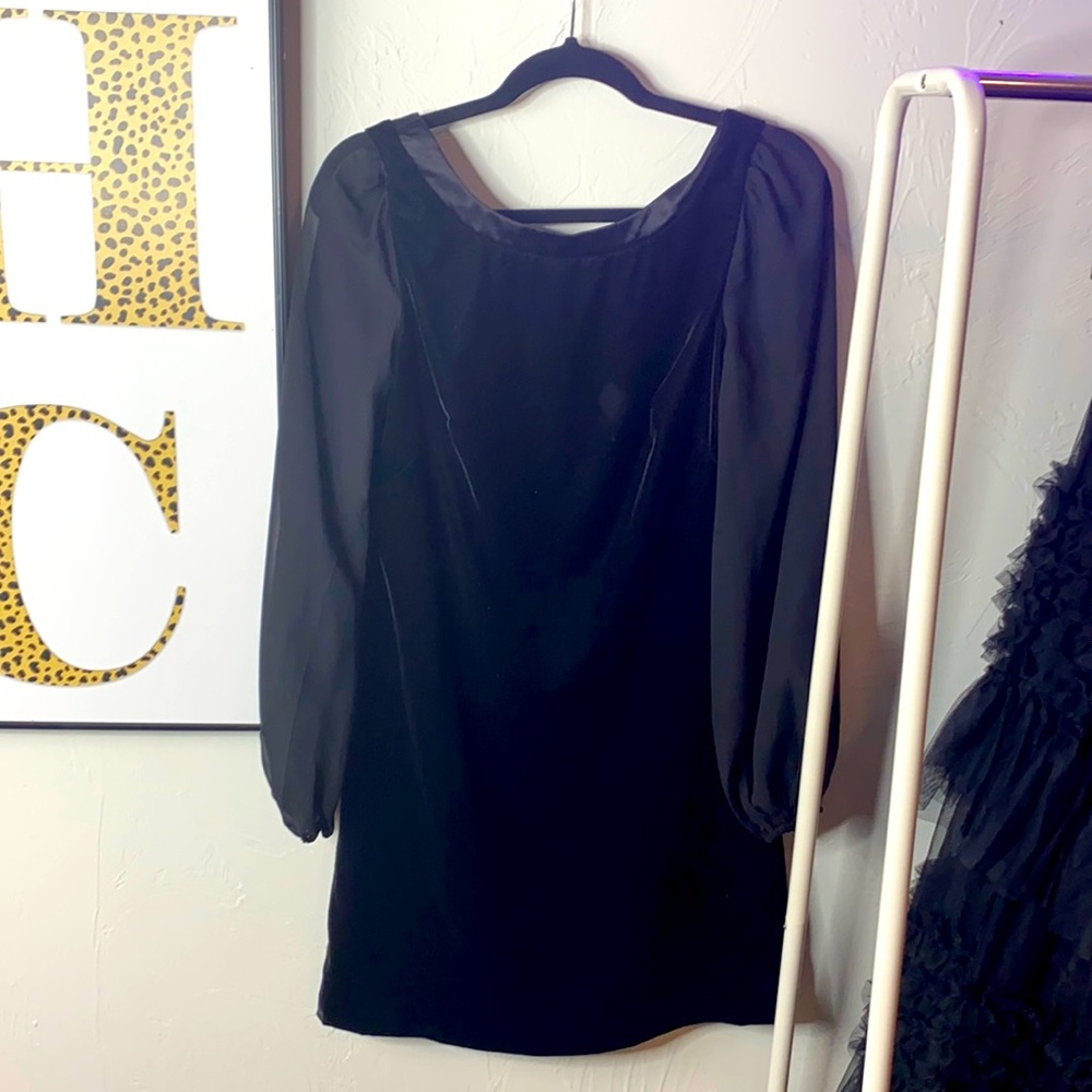 Black Velvet Long Sleeve Dress